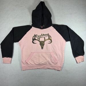 Realtree Lady Bell Hoodie Womens Medium Pink Camo Pullover Buck Print Outdoorsy